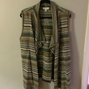 Denim & Co. Fair Isle Drape Front Sweater Vest
